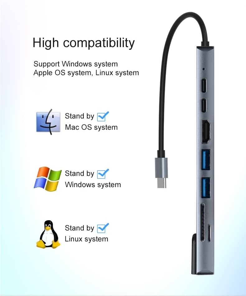 New USB C Hub, 8 in 1 USB C Hub Multifunctional Docking Station, Multiport Adapter w/Gigabit Ethernet, 100W PD, HDMI 4K, 3.0 USB, USB C Data Port, SD/TF Card Reader, Dongle Docking Station for Laptop