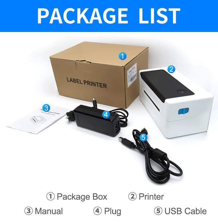Thermal Label Printer - Blue Tooth/USB Port Express Shipping Label Printer for Waybill air Shipping Printing (USB + Bluetooth)