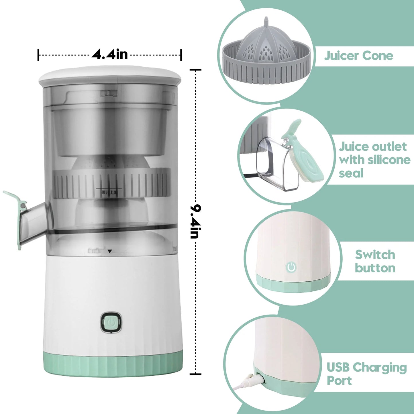 SAMADEX Electric Citrus Juicer – Exprimidor de Naranjas Electrico for Fresh Orange Juice - Automatic Orange/Lemon/Lime Juicer, BPA-Free, Easy Clean